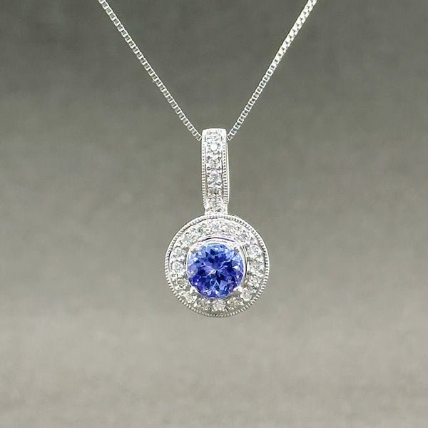 Estate 14K W Gold 0.79ct Tanzanite & 0.18ctw H-I/SI2-I1 Diamond Pendant - Walter Bauman Jewelers