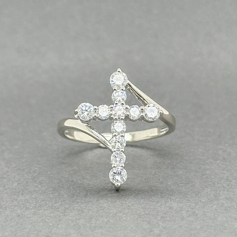 Estate 14K W Gold 0.80ctw H - I/SI1 - 2 Diamond Cross Ring - Walter Bauman Jewelers