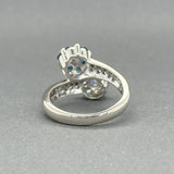 Estate 14K W Gold 0.91ctw Sapphire & 0.77ctw G - H/SI1 - 2 Diamond Flower Ring - Walter Bauman Jewelers