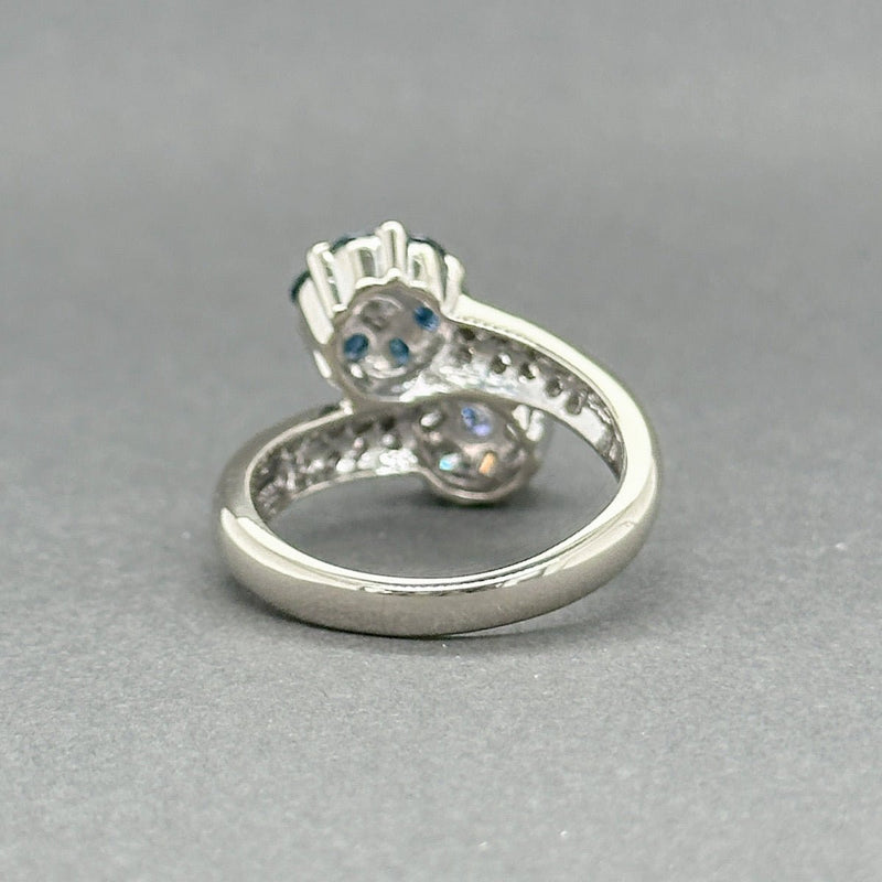 Estate 14K W Gold 0.91ctw Sapphire & 0.77ctw G - H/SI1 - 2 Diamond Flower Ring - Walter Bauman Jewelers