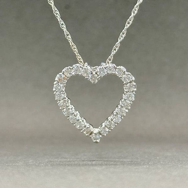 Estate 14K W Gold 0.93ctw H-I/SI1-2 Diamond Heart Pendant - Walter Bauman Jewelers