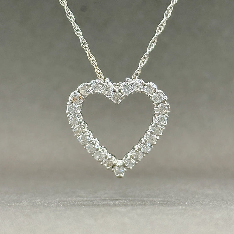 Estate 14K W Gold 0.93ctw H-I/SI1-2 Diamond Heart Pendant - Walter Bauman Jewelers