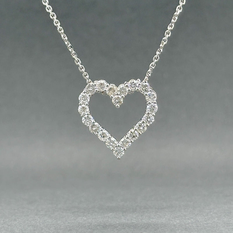 Estate 14K W Gold 0.94ctw H/SI2 - I1 Diamond Heart Pendant - Walter Bauman Jewelers