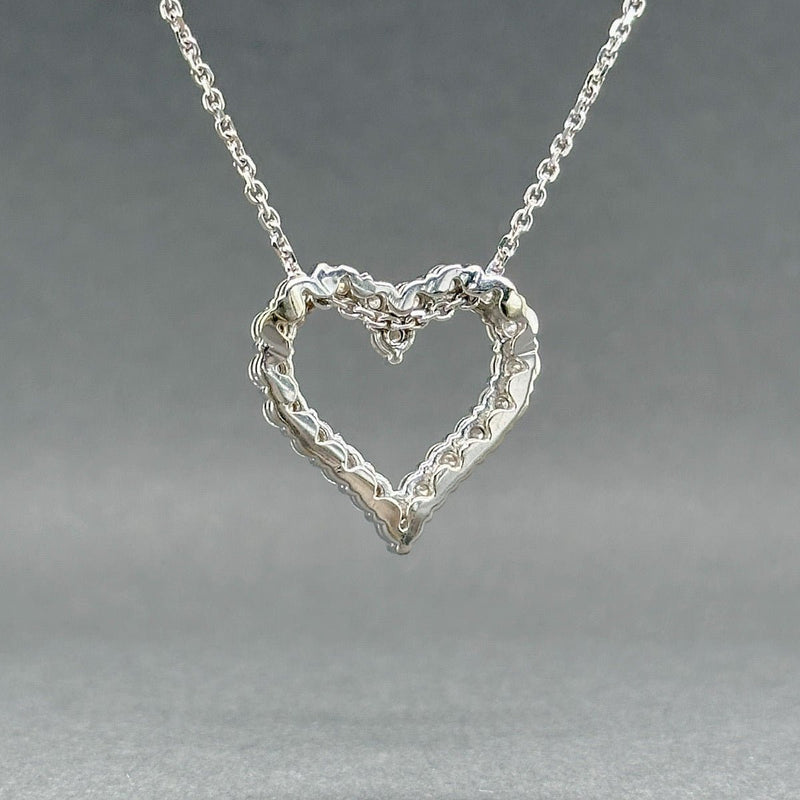 Estate 14K W Gold 0.94ctw H/SI2 - I1 Diamond Heart Pendant - Walter Bauman Jewelers