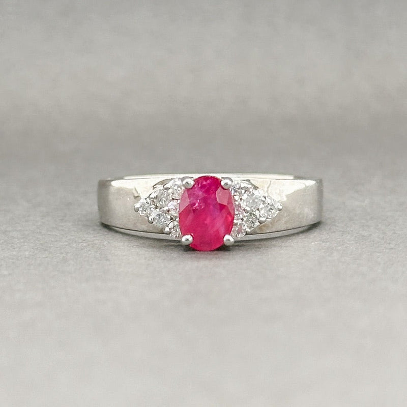 Estate 14K W Gold 0.97ct Ruby & 0.22ctw H-I/SI2 Diamond Ring - Walter Bauman Jewelers