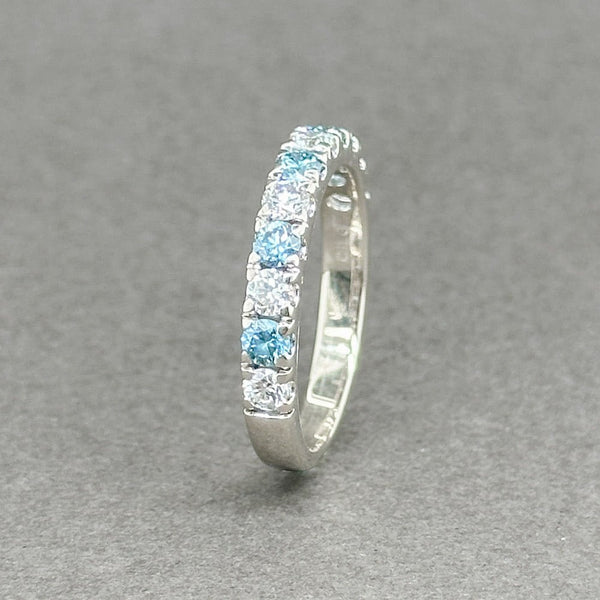 Estate 14K W Gold 1.09ctw Lab-Created Fancy Blue-G/VS1 Diamond Wedding Ring - Walter Bauman Jewelers