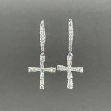 Estate 14K W Gold 1.12ctw I/SI1 - 2 Diamond Cross Drop Earrings - Walter Bauman Jewelers