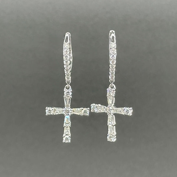 Estate 14K W Gold 1.12ctw I/SI1 - 2 Diamond Cross Drop Earrings - Walter Bauman Jewelers