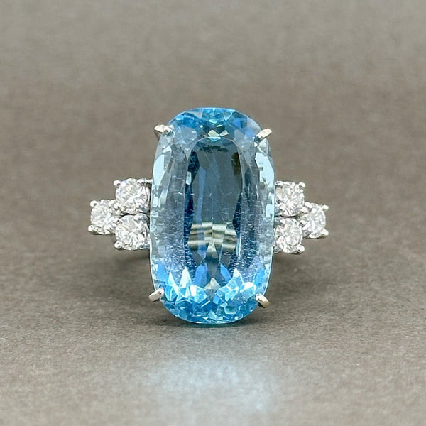 Estate 14K W Gold 11.94ct Aquamarine & 0.86ctw G-H/SI1-2 Diamond Ring - Walter Bauman Jewelers