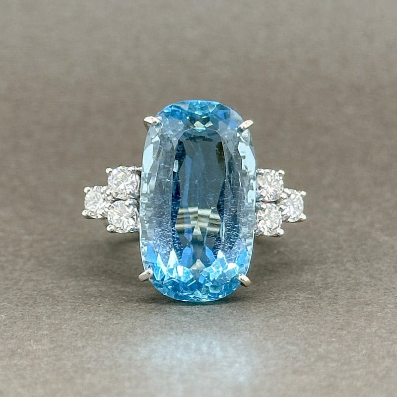 Estate 14K W Gold 11.94ct Aquamarine & 0.86ctw G-H/SI1-2 Diamond Ring - Walter Bauman Jewelers