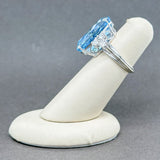 Estate 14K W Gold 11.94ct Aquamarine & 0.86ctw G-H/SI1-2 Diamond Ring - Walter Bauman Jewelers