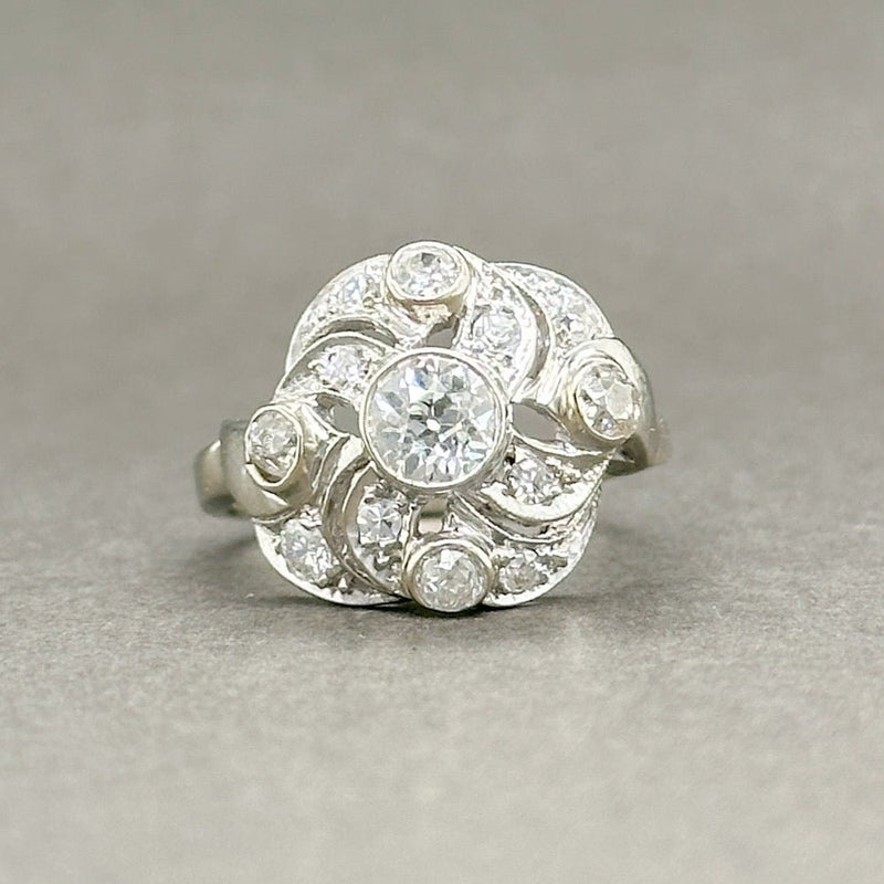 Estate 14K W Gold 1.22ctw H-I/SI1-I1 Diamond Flower Ring - Walter Bauman Jewelers