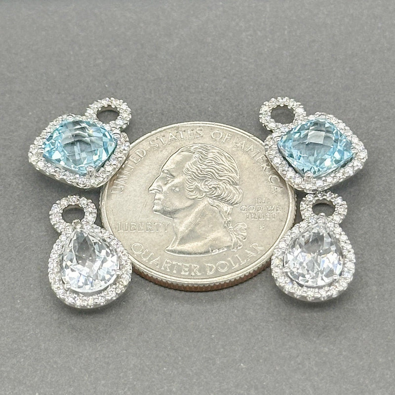 Estate 14K W Gold 12.64ctw Topaz & 0.58ctw G - H/SI1 - 2 Diamond Earring Enhancers - Walter Bauman Jewelers