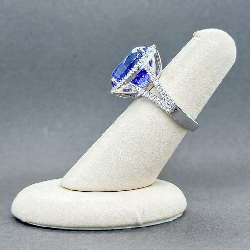 Estate 14K W Gold 12.80ct Tanzanite & 1.16ctw H/SI1-2 Diamond Cocktail Ring - Walter Bauman Jewelers