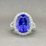 Estate 14K W Gold 12.80ct Tanzanite & 1.16ctw H/SI1-2 Diamond Cocktail Ring - Walter Bauman Jewelers