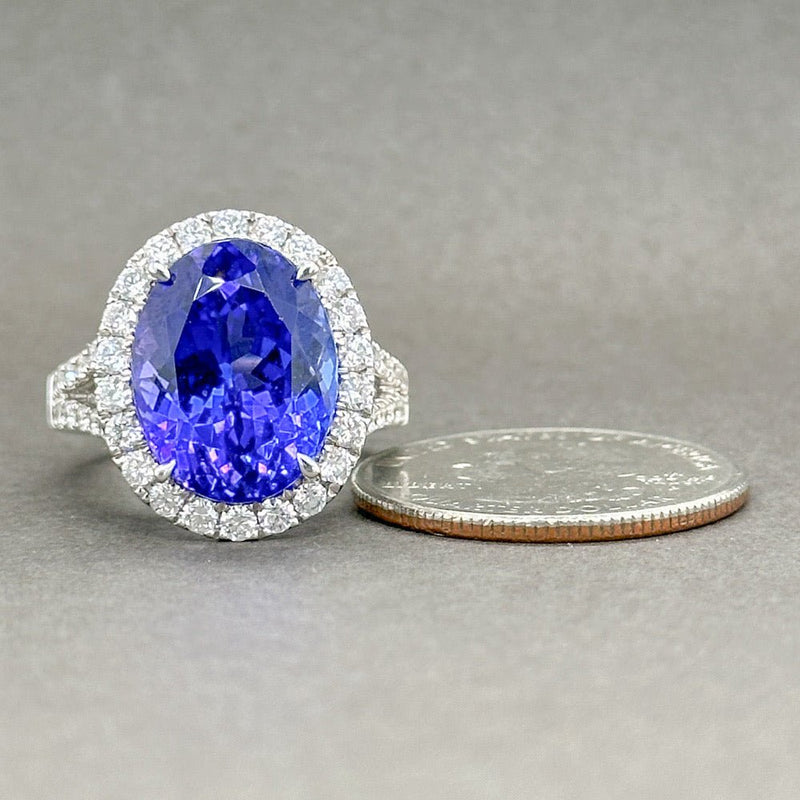 Estate 14K W Gold 12.80ct Tanzanite & 1.16ctw H/SI1-2 Diamond Cocktail Ring - Walter Bauman Jewelers