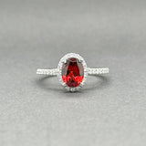 Estate 14K W Gold 1.54ct Garnet & 0.30ctw G - H/SI1 - 2 Diamond Ring - Walter Bauman Jewelers