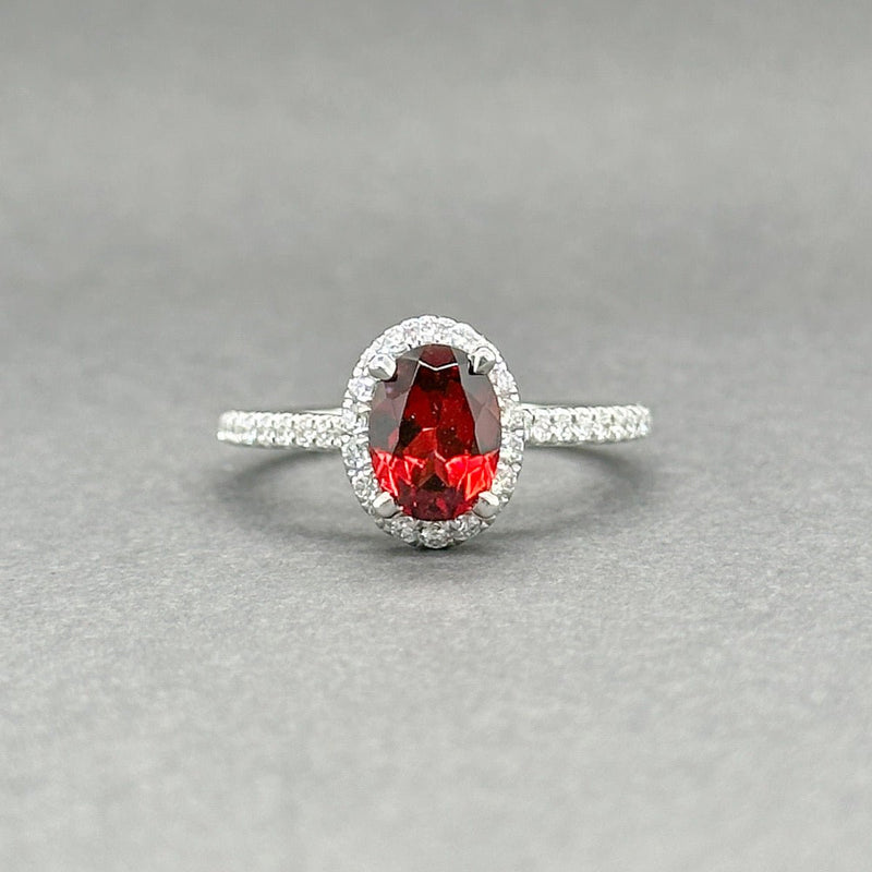 Estate 14K W Gold 1.54ct Garnet & 0.30ctw G - H/SI1 - 2 Diamond Ring - Walter Bauman Jewelers