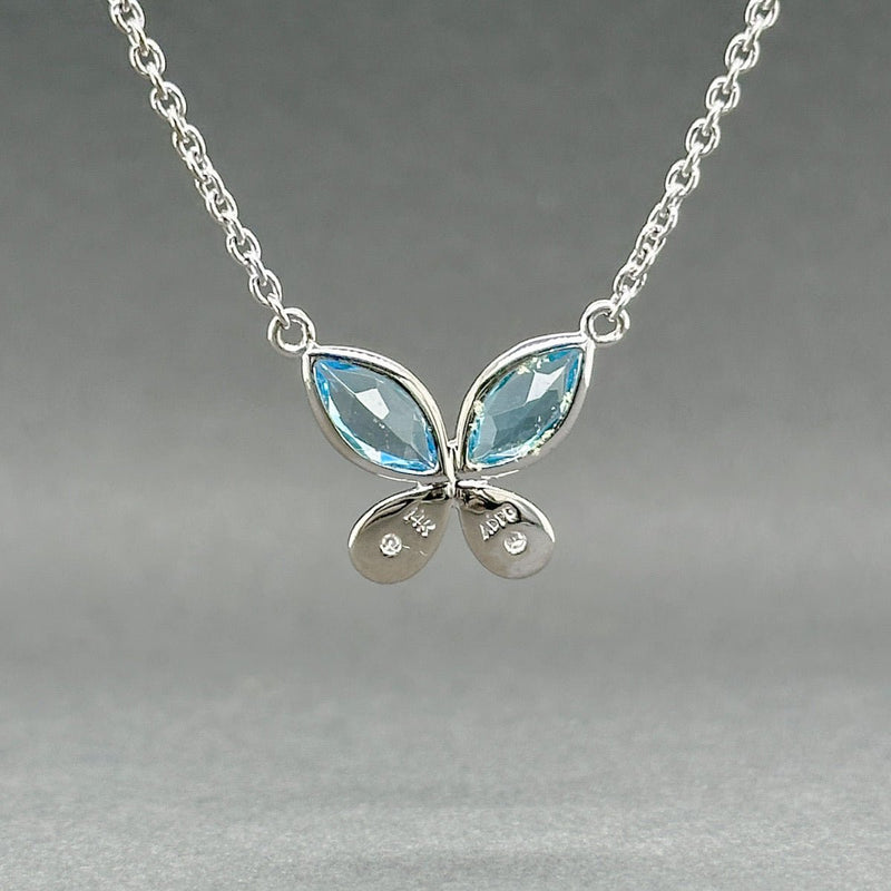 Estate 14K W Gold 1.54ctw Topaz & 0.04ctw H/SI1 Diamond Butterfly Necklace - Walter Bauman Jewelers