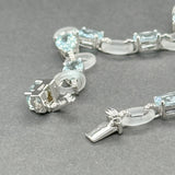 Estate 14K W Gold 16.04ctw Blue Topaz, Sapphire, Rock Crystal Line Bracelet - Walter Bauman Jewelers