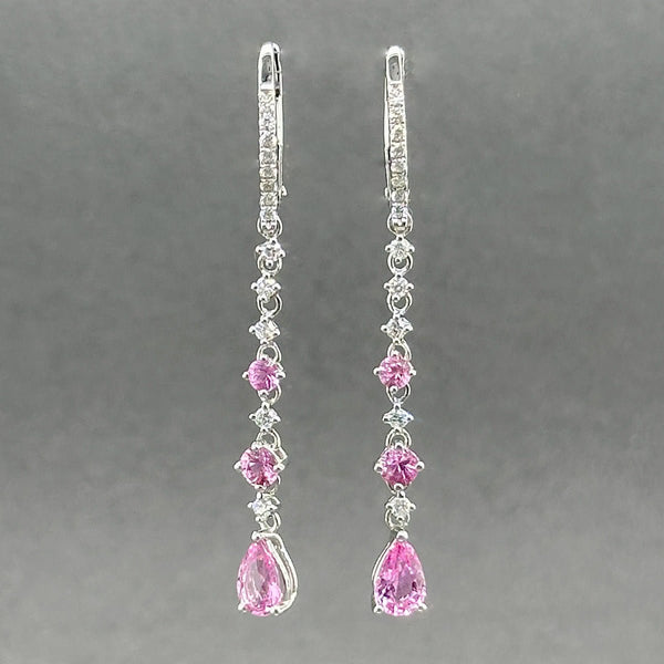 Estate 14K W Gold 1.66ctw Lab - Created Pink & White Sapphire Dangle Earrings - Walter Bauman Jewelers