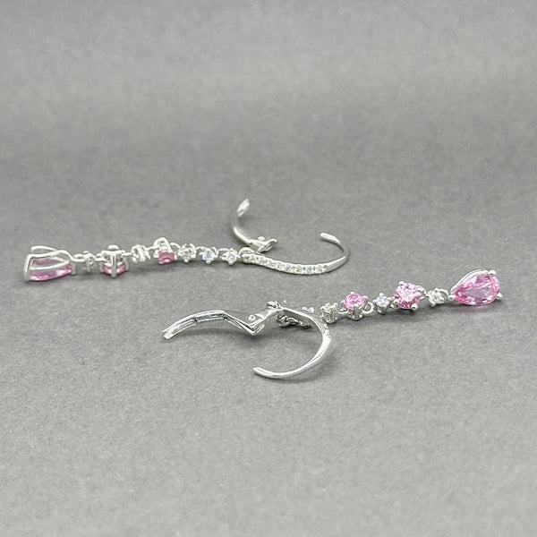 Estate 14K W Gold 1.66ctw Lab - Created Pink & White Sapphire Dangle Earrings - Walter Bauman Jewelers