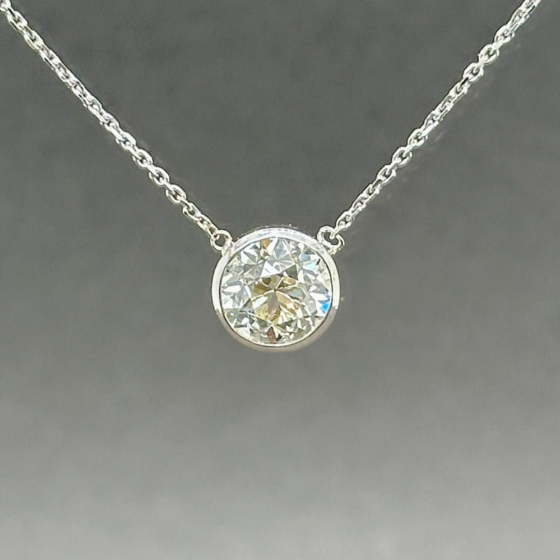 Estate 14K W Gold 1.69ct K - L/SI1 Old Mine Cut Diamond Solitaire Pendant - Walter Bauman Jewelers