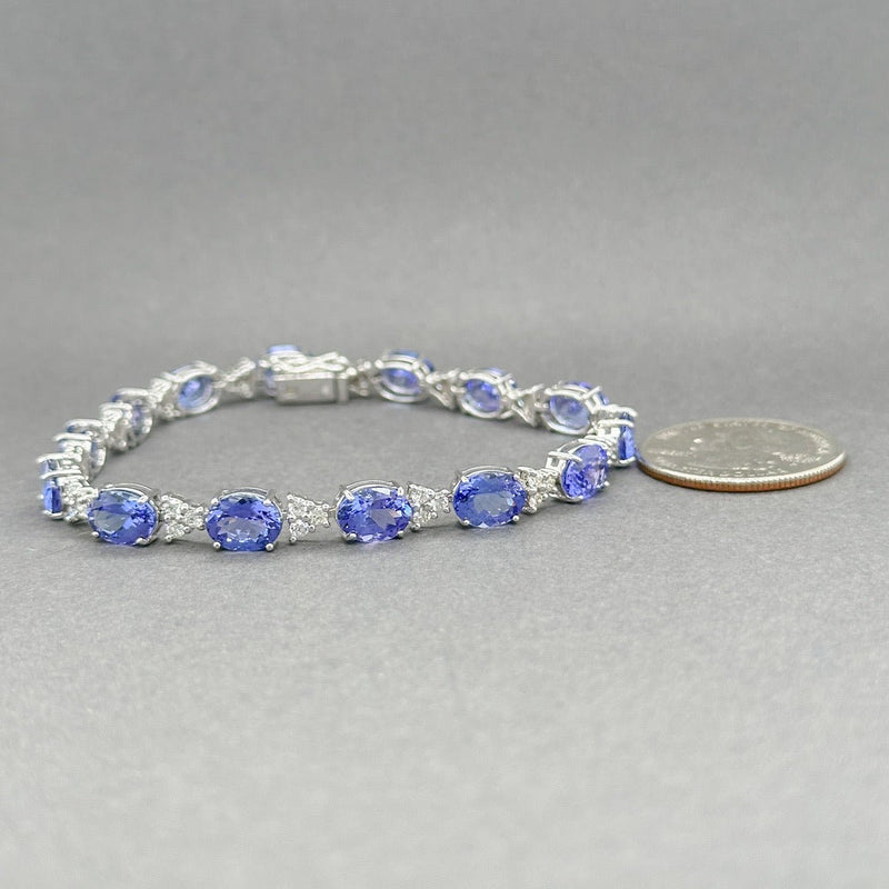 Estate 14K W Gold 18.48ctw Tanzanite & 0.82ctw G - H/SI1 - 2 Diamond Bracelet - Walter Bauman Jewelers