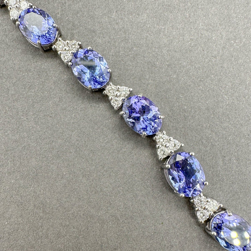 Estate 14K W Gold 18.48ctw Tanzanite & 0.82ctw G - H/SI1 - 2 Diamond Bracelet - Walter Bauman Jewelers