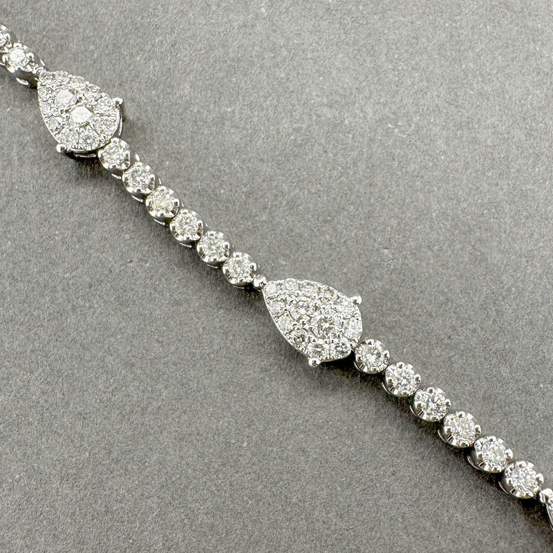 Estate 14K W Gold 2.04ctw H - I/SI1 - 2 Diamond Pear Link Line Bracelet - Walter Bauman Jewelers