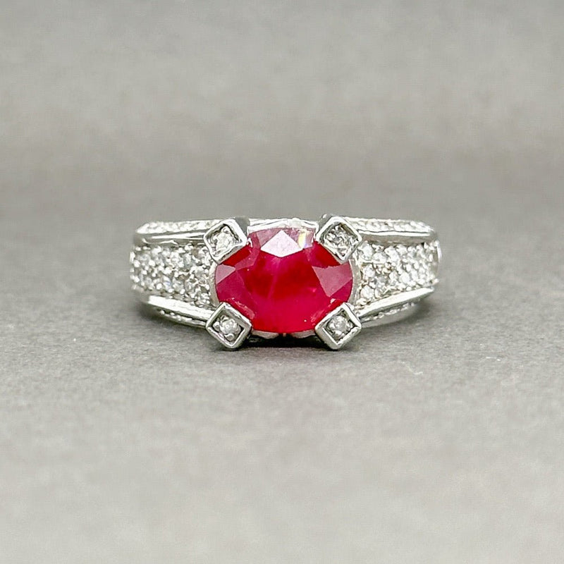 Estate 14K W Gold 2.10ct Ruby & 0.60ctw H-I/SI1-2 Diamond Ring - Walter Bauman Jewelers