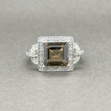 Estate 14K W Gold 2.20ct Smoky Quartz & 0.05ctw H-ISI1-2 Diamond Ring - Walter Bauman Jewelers