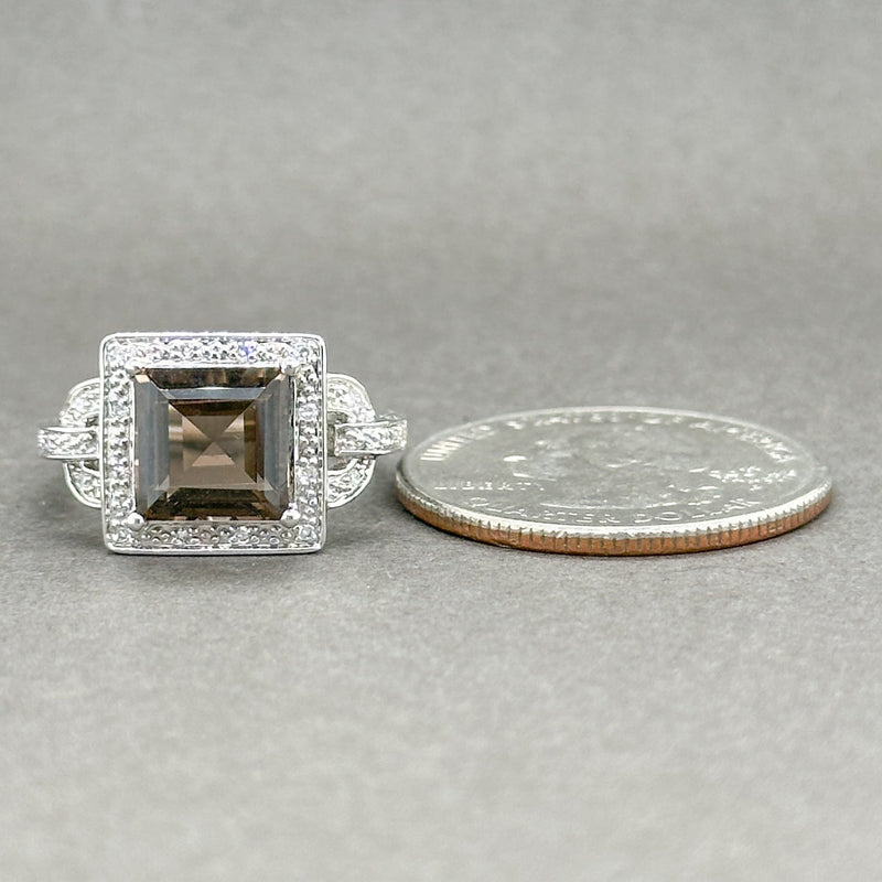 Estate 14K W Gold 2.20ct Smoky Quartz & 0.05ctw H-ISI1-2 Diamond Ring - Walter Bauman Jewelers