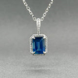 Estate 14K W Gold 2.52ct Sapphire & 0.08ctw H/SI1 Diamond Pendant - Walter Bauman Jewelers