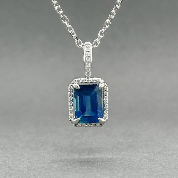 Estate 14K W Gold 2.52ct Sapphire & 0.08ctw H/SI1 Diamond Pendant - Walter Bauman Jewelers