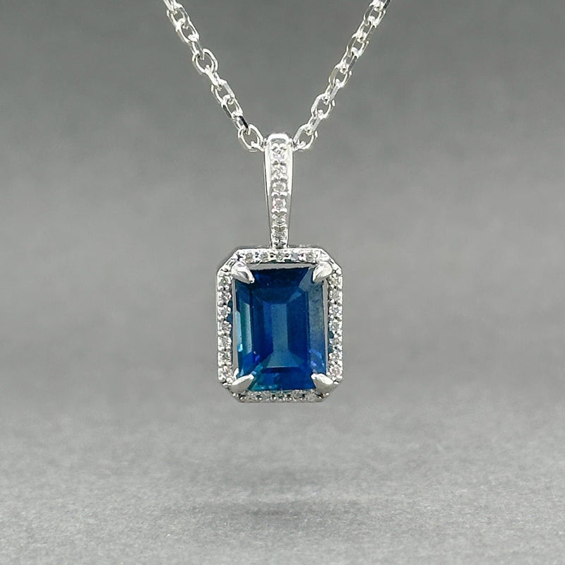 Estate 14K W Gold 2.52ct Sapphire & 0.08ctw H/SI1 Diamond Pendant - Walter Bauman Jewelers