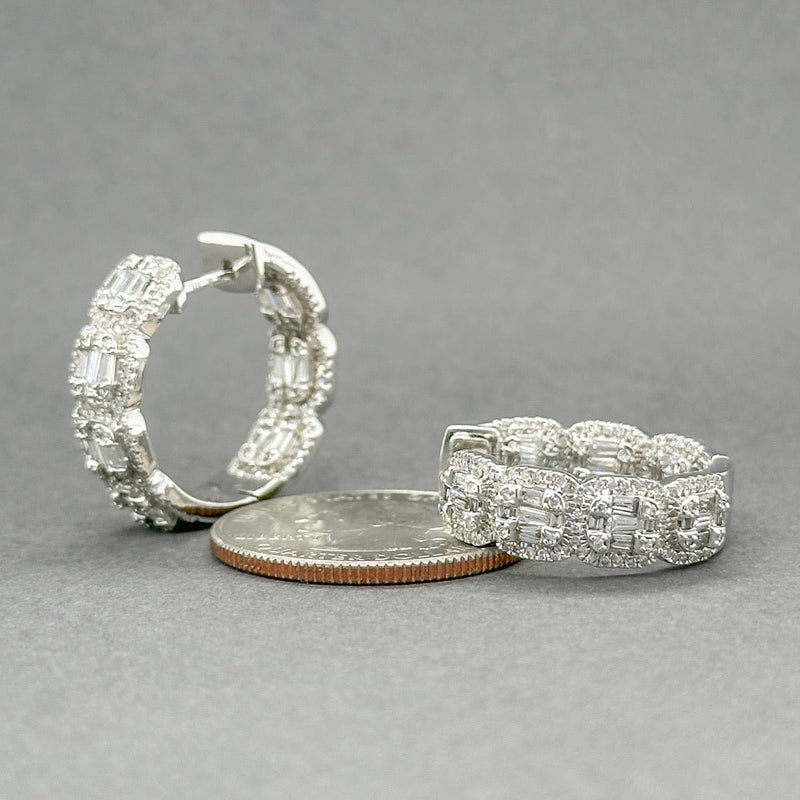 Estate 14K W Gold 2.52ctw H - I/SI1 - 2 Diamond In/Out Hoop Earrings - Walter Bauman Jewelers