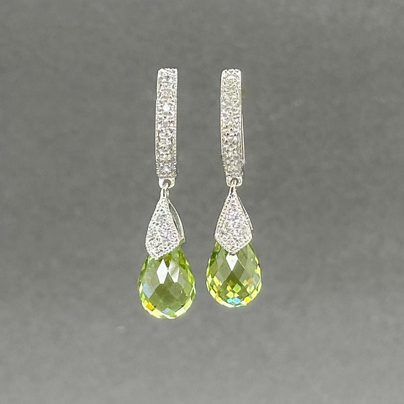 Estate 14K W Gold 3.38ctw Peridot & 0.04ctw H - I/SI1 - 2 Diamond Earrings - Walter Bauman Jewelers