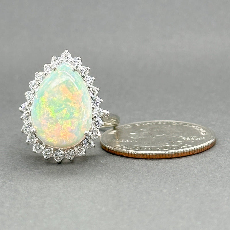 Estate 14K W Gold 4.84ct White Opal & 0.80ctw G/SI1 - 2 Diamond Ring - Walter Bauman Jewelers