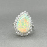 Estate 14K W Gold 4.84ct White Opal & 0.80ctw G/SI1 - 2 Diamond Ring - Walter Bauman Jewelers