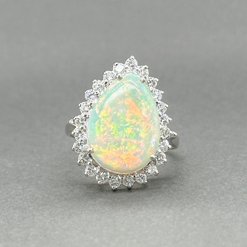 Estate 14K W Gold 4.84ct White Opal & 0.80ctw G/SI1 - 2 Diamond Ring - Walter Bauman Jewelers