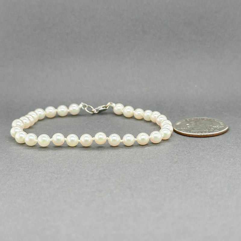 Estate 14K W Gold 5.2 - 5.4mm Pearl Bracelet c - Walter Bauman Jewelers