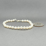 Estate 14K W Gold 5.3 - 5.5mm Pearl Bracelet b - Walter Bauman Jewelers