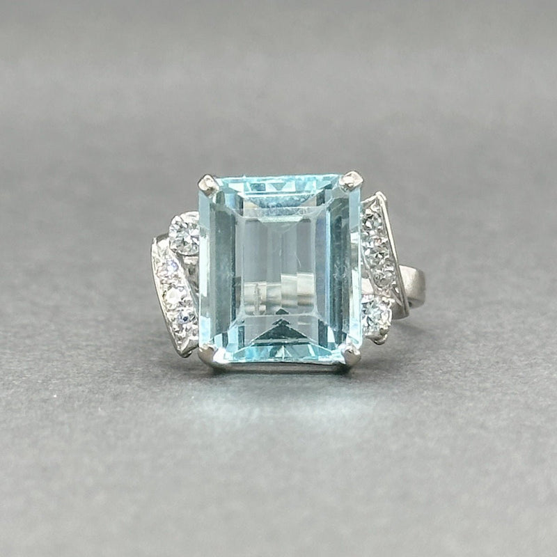 Estate 14K W Gold 5.72ct Aquamarine & 0.19ctw Diamond Ring - Walter Bauman Jewelers