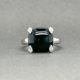 Estate 14K W Gold 6.00ct Onyx & 0.13ctw G/SI1 - 2 Diamond Cocktail Ring - Walter Bauman Jewelers