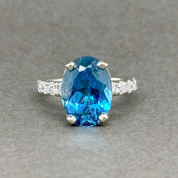 Estate 14K W Gold 6.65ct Topaz & 0.48ctw G-H/SI1-2 Diamond Cocktail Ring - Walter Bauman Jewelers