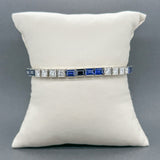 Estate 14K W Gold 7.00ctw Lab - Created Sapphire & 1.32ctw G - H/VS2 - SI1 Diamond Bracelet - Walter Bauman Jewelers