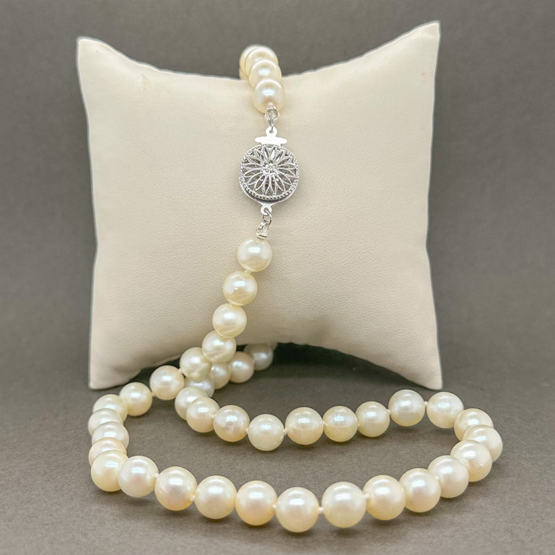 Estate 14K W Gold 7.2mm Cultured Pearl Necklace 17" - Walter Bauman Jewelers