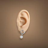 Estate 14K W Gold Akoya Pearl & 0.13ctw H/SI2 - I1 Diamond Clover Earrings - Walter Bauman Jewelers