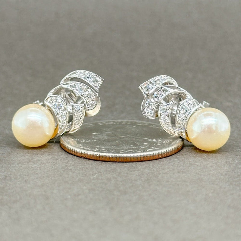 Estate 14K W Gold Akoya Pearl & 0.46ctw G-H/VS2 Diamond Earrings - Walter Bauman Jewelers